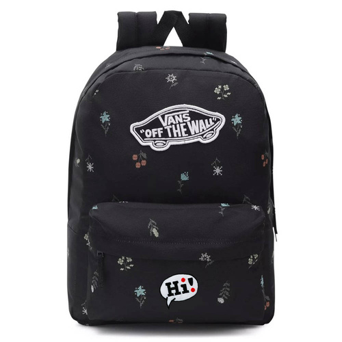 Plecak szkolny VANS Realm Backpack czarny kwiaty Custom Hi!