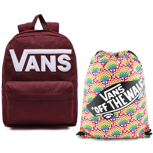 Plecak szkolny młodzieżowy Vans Old Skool III Bordowy + Worek Benched Bag