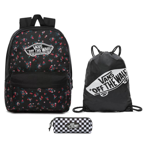 Plecak szkolny Vans Realm Beauty Floral Black + Worek + Piórnik