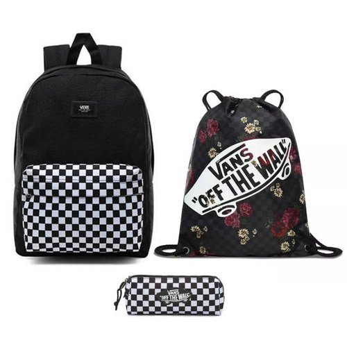 Plecak szkolny Vans New Skool Checkerboard kratka czarny + worek + piórnik