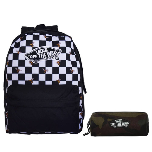 Plecak szkolny młodzieżowy VANS Realm Bee Checkerboard + piórnik Pouch
