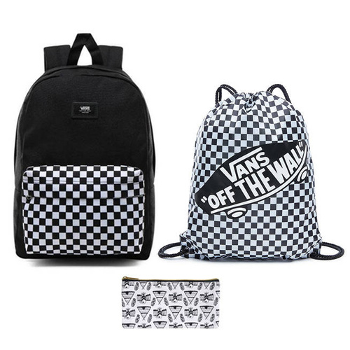 Plecak szkolny Vans New Skool Checkerboard kratka czarny + worek + piórnik