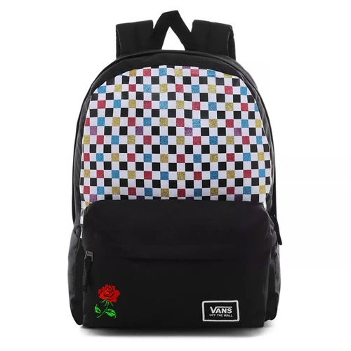 Plecak tornister szkolny Vans Glitter Check Realm Custom Rose Róża