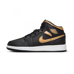 Buty do koszykówki Air Jordan 1 Mid (GS) Black/Metallic Gold - DQ8423-071