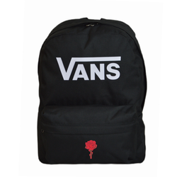 Plecak szkolny miejski Vans Old Skool Print Backpack Black VN000H50BLK1 + Custom Czerwona Róża