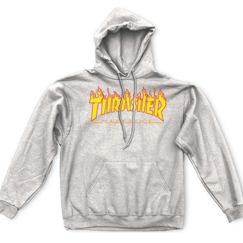 Bluza z kapturem Thrasher Magazine Hoodie Flame Szaro-pomarańczowa - 113102/GY