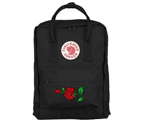 Plecak Fjallraven Kanken Black CLASSIC 16 L czarny Custom Red Rose róża 