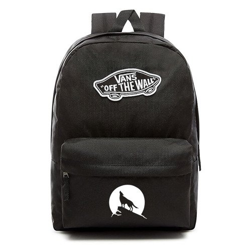 Plecak szkolny sportowy VANS Realm Backpack czarny VN0A3UI6BLK + Custom Wilk
