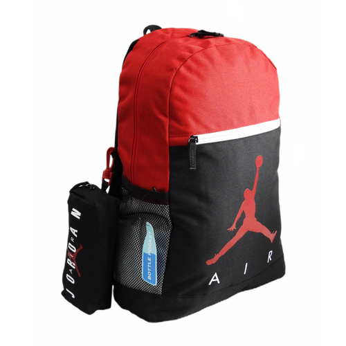 Plecak szkolny sportowy z piórnikiem czerwony biały Air Jordan School Backpack - 9B0503-RW3